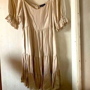Cute Beige/Tan Dress With Ruffles